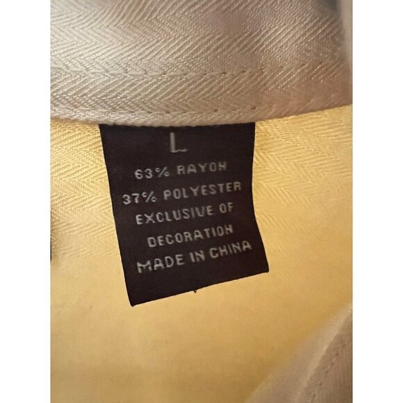 Cubavera Mens Retro Yellow Embroidered Rockabilly Button Front Camp Shirt Large - Picture 6 of 8